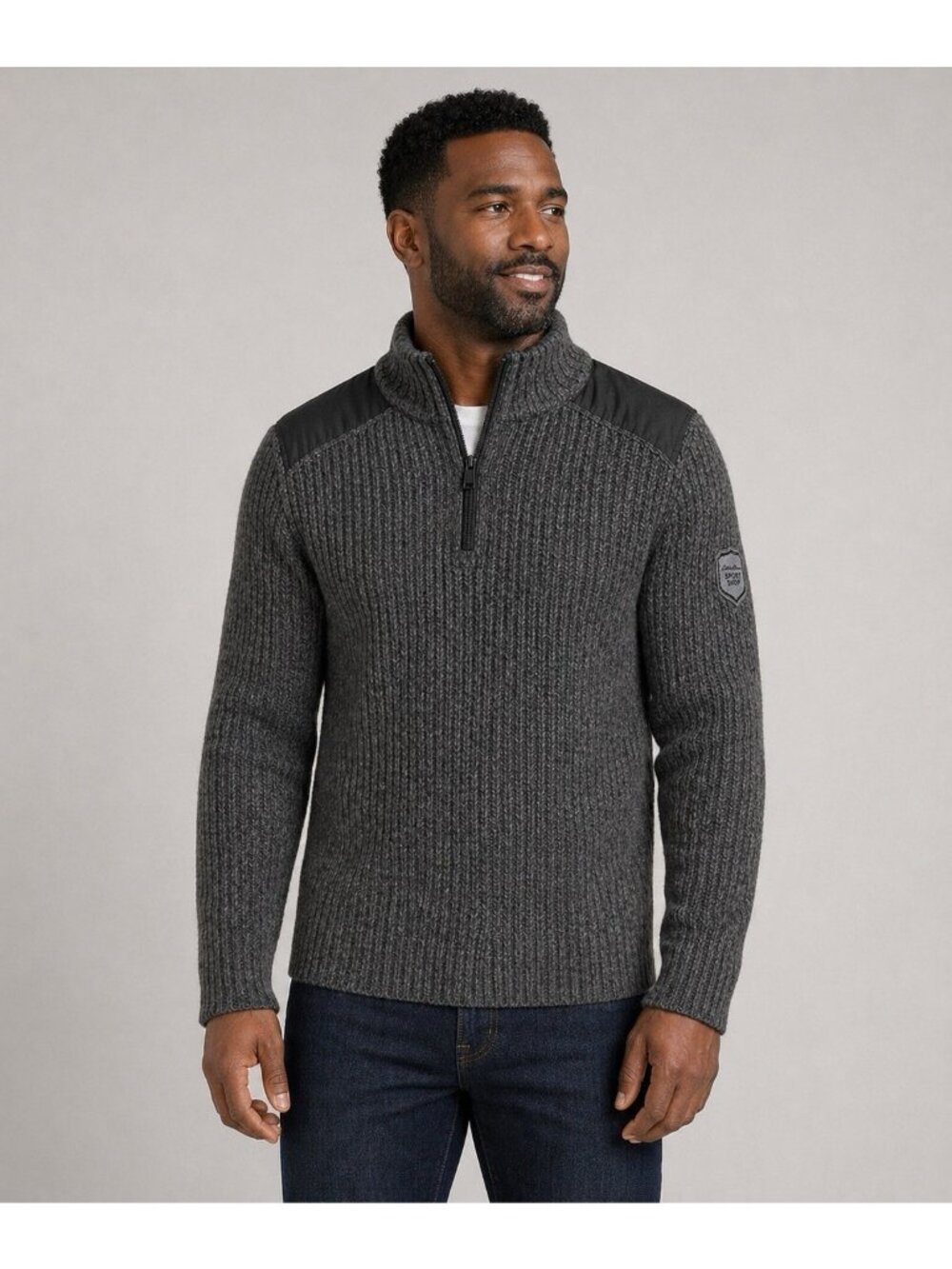 Eddie Bauer Mens XL Sweater Wool Blend Gray Crew Neck Sport Shop Shoulder Patch - Picture 2 of 16
